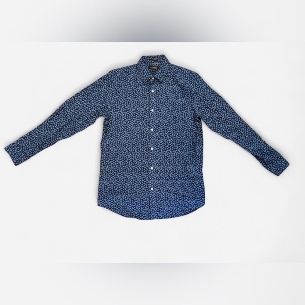 Banana Republic Blue Patterned Men's Shirt Standard Fit Non-Iron Size M